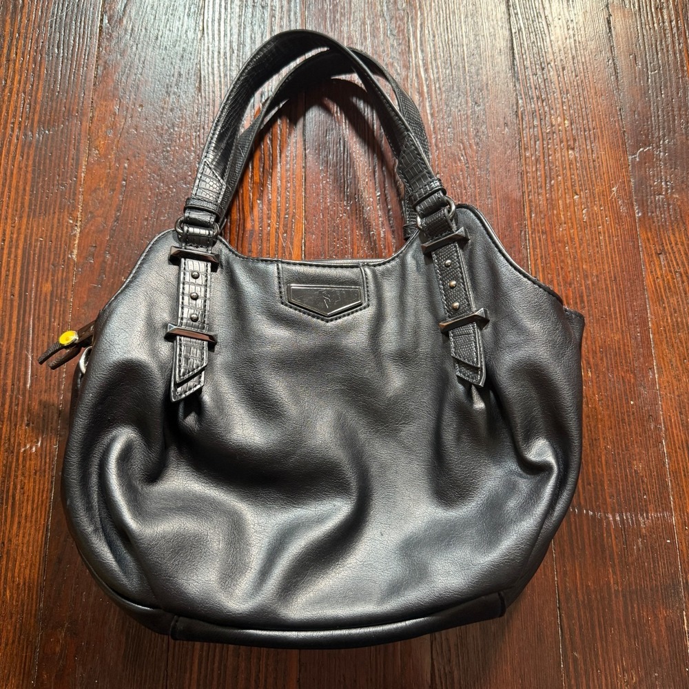 Simply Vera Wang Purse Handbag Shoulder Bag Black Gothic Biker